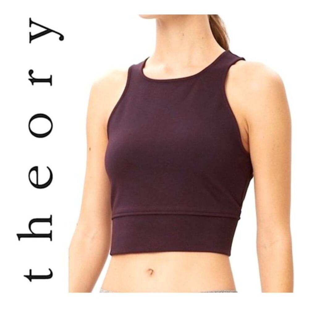 EUC Theory Tenteg Ponte Purple Plum sleeveless crop top tank sz: S petite